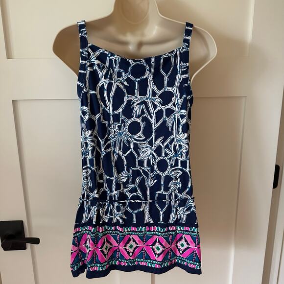 Lilly Pulitzer Adley Tank Top Tunic Lucky Bamboo Engineered in High Tide Sz XXS - Picture 6 of 13